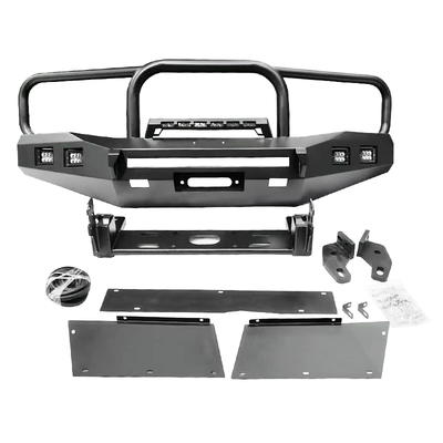 Off Road 4x4 Đen thép phía trước Bumper Bull Bar Với đèn dải cho Toyota LC100